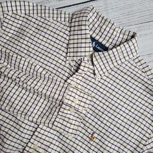 Ralph Lauren Shirt Mens Size 15.5 32/33 Button Down Long Sleeve White With Lines